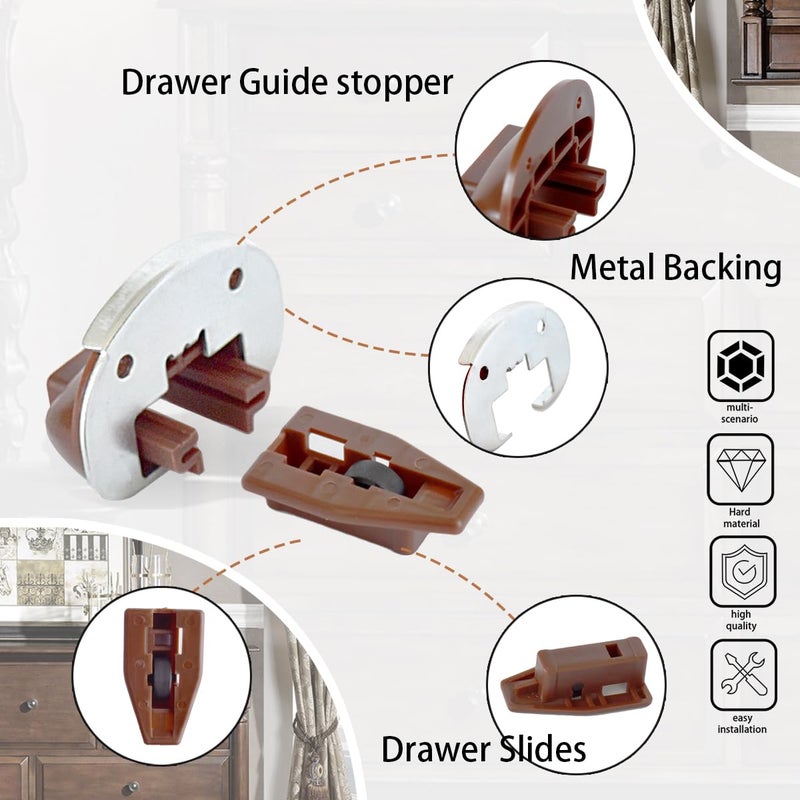 XTPTFABS 10PCS Drawer Guide Kits(Drawer Slides Repair kit with Metal Support Plate) Replacement for Rite-Trak II Model #168 Drawer Guide Glide Commercial Slide Style Drawers Drawer Slides(10) - Image 5